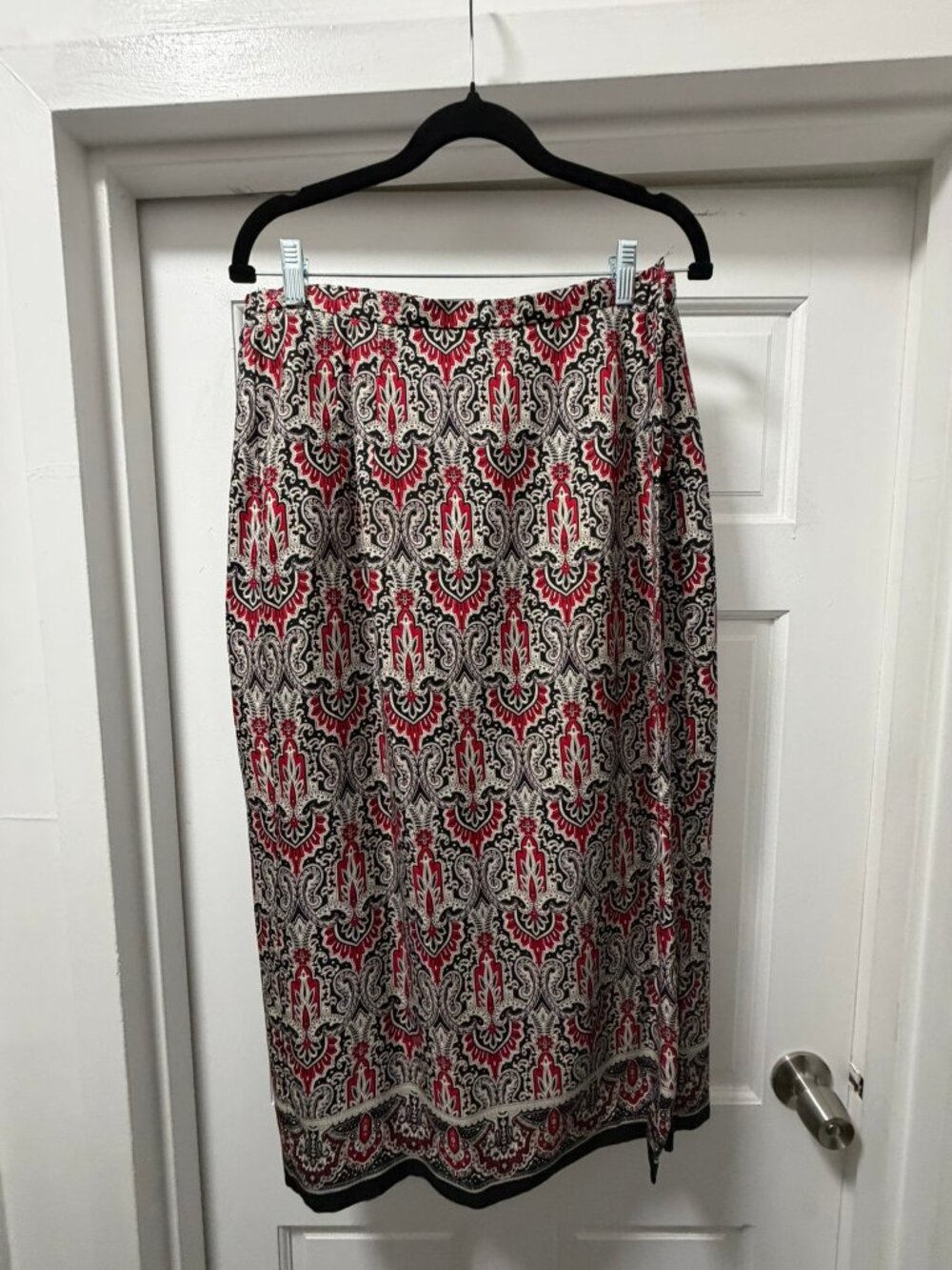 Vintage Talbots Silk & Wool Faux Wrap Midi Skirt